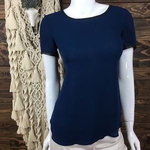Ann Taylor LOFT | Faux‎ Leather Trim Tee